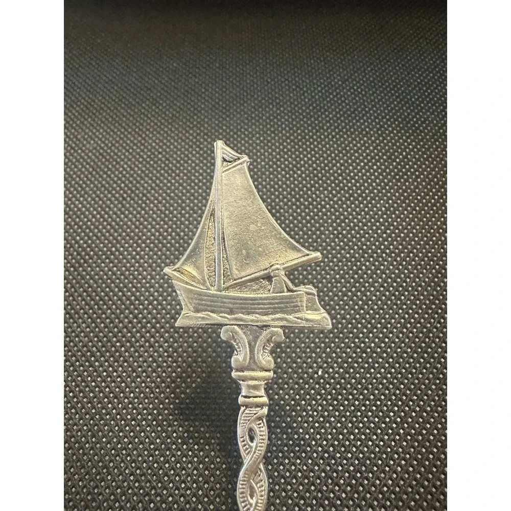 Vintage Zilverstad Witmetaal Dutch Sailboat Ship Silver Plate Souvenir Spoon